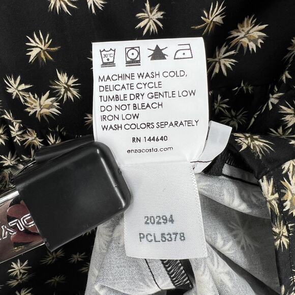 ENZA COSTA Tiered Spaghetti strap Dress Womens Small Black Floral Print Cotton - Picture 14 of 16